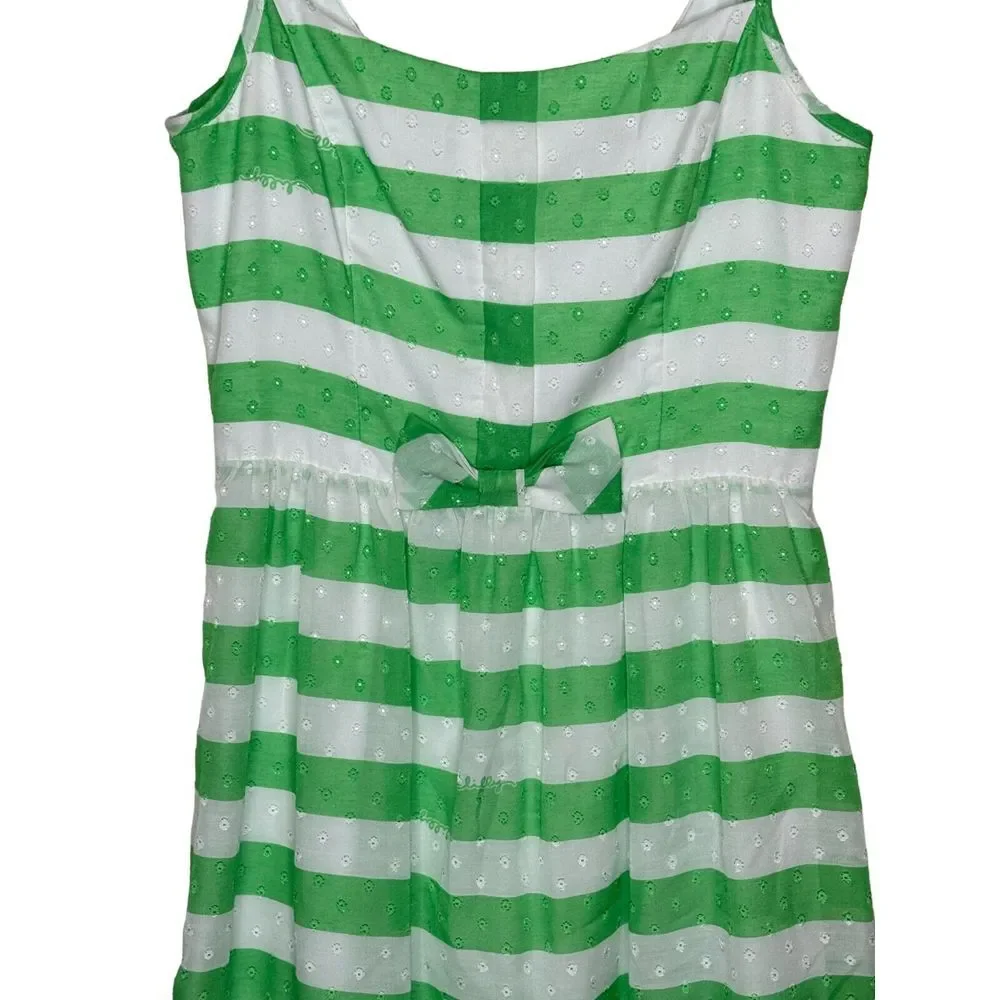 Lilly Pulitzer Women Dress Striped Sleeveless Sundress Antonia Green/White Sz. 2 - Picture 4 of 12